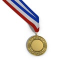 Blank gold medal isolated on white with copy space. 3D illustration Royalty Free Stock Photo