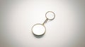 Blank gold round white key chain mockup isometric view