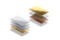 Blank gold, silver, bronze metal material layers mockup