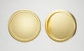 Blank golden coin on white background. 3d rendering