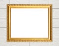 Blank golden frame on brick stone wall Royalty Free Stock Photo