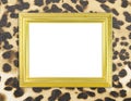 Blank golden frame with leopard texture Royalty Free Stock Photo