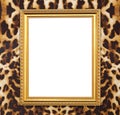 Blank golden frame with leopard texture Royalty Free Stock Photo