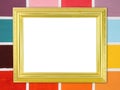 Blank golden frame on wood wall background Royalty Free Stock Photo