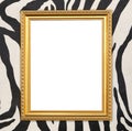 Blank golden frame with zebra texture Royalty Free Stock Photo