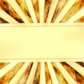 Blank golden plate on rays background with flame Royalty Free Stock Photo