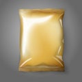 Blank golden realistic foil snack pack isolated.