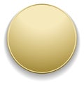 Blank golden round badge. Realsitic metal circle Royalty Free Stock Photo