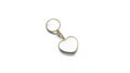 Blank golden white heart key chain mock up side view, 3d rendering