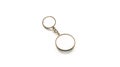 Blank golden white key chain mock up side view, 3d rendering