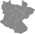 Blank gray districts map of Bilbao, Spain
