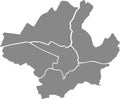 Blank gray districts map of Florence, Italy