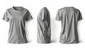 Blank gray female t-shirt, template for your design mockup. Front and back view