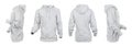Blank gray hoodie leftside, rightside, frontside and backside