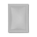 Blank gray sachet packet, vector mock-up. Individual wrapping bag for cosmetic, medical or food product. Template for design
