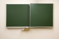 Blank, green chalkboards