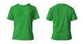 Blank green clean t-shirt mockup, isolated, front view. Empty tshirt model mock up. Clear fabric cloth for football or style Royalty Free Stock Photo