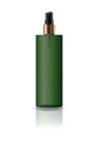 Blank green cosmetic cylinder bottle with pressed spray head for beauty or healthy product.