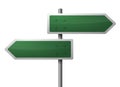 Blank green directional signs