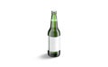 Blank green glass beer bottle with white label mockup, isolated Royalty Free Stock Photo