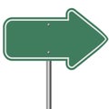 Blank green highway arrow pointer