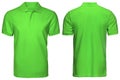 Blank green polo shirt, front and back view, isolated white background. Design polo shirt, template and mockup for print. Royalty Free Stock Photo