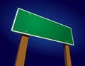 Blank Green Road Sign Illustration Against Blue Royalty Free Stock Photo