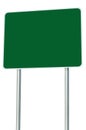 Blank Green Road Sign Isolated, Large Perspective Copy Space Royalty Free Stock Photo