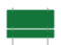 Blank green road sign isolated on a white background Royalty Free Stock Photo