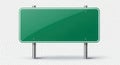 Blank green road sign with two metal poles ready for custom text and graphics Royalty Free Stock Photo