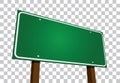 Blank Green Road Sign Illustration on A Transparent Background Royalty Free Stock Photo