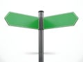 Blank green signpost pointing in opposite directions isolated on a white background Royalty Free Stock Photo