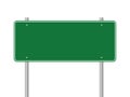 Blank green traffic road sign on a white background