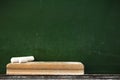 Blank greenboard ,or blackboard Background. Chalk and eraser Royalty Free Stock Photo