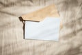 blank greeting card  invitation mockup with craft paper envelope  feminine still life composition Royalty Free Stock Photo