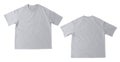 Blank grey oversize t-shirt mockup front and back isolated on white background with clipping path.