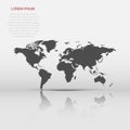 Blank grey political world map isolated on white background. Worldmap Vector template for website, infographics, design. Flat Royalty Free Stock Photo