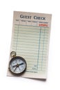 Blank Guest Check and compass Royalty Free Stock Photo