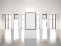 Blank hall of contemporary gallery with empty Royalty Free Stock Photo