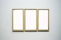 Three Ornate Picture Frames Art Gallery Museum Exhibit Blank White Connected Royalty Free Stock Photo