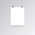 Blank hanging photo frames or poster templates isolated on transparent background. Photo picture hanging, frame paper