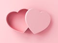 Blank heart box open isolated on pink pastel color background
