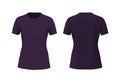 Blank henley t-shirt with short sleeve mockup, front view, design presentation for print, 3d illustration