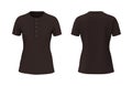 Blank henley t-shirt with short sleeve mockup, front view, design presentation for print, 3d illustration