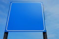 Blank highway road signs with blue and sky backgrounds