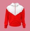 Blank hooded sweatshirt mockup with zipper in front view Royalty Free Stock Photo