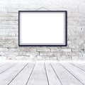 Blank horizontal painting poster in black frame