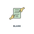 blank icon. document with stamp that is held by two people hands at a time, transfer of rights, compliance, convention or deal,