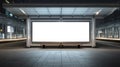 Blank digital billboard mockup in train station platform. Modern design. Empty space for advertisement. Royalty Free Stock Photo