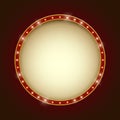 Blank illuminated round marquee frame. Royalty Free Stock Photo